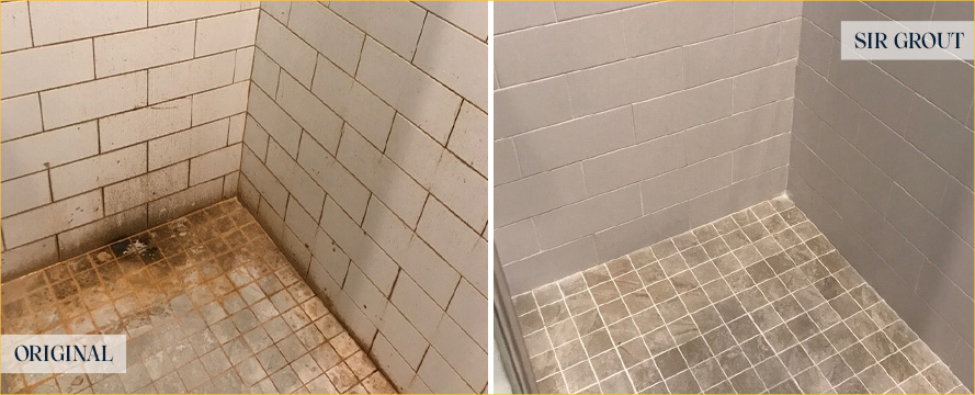 Shower Before and After a Superb Tile Cleaning in South Daytona, FL