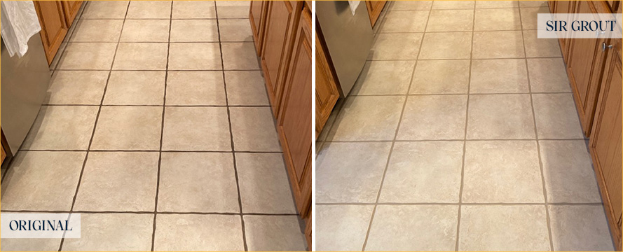 Kitchen Floor Restored by Our Tile and Grout Cleaners in Deland, FL