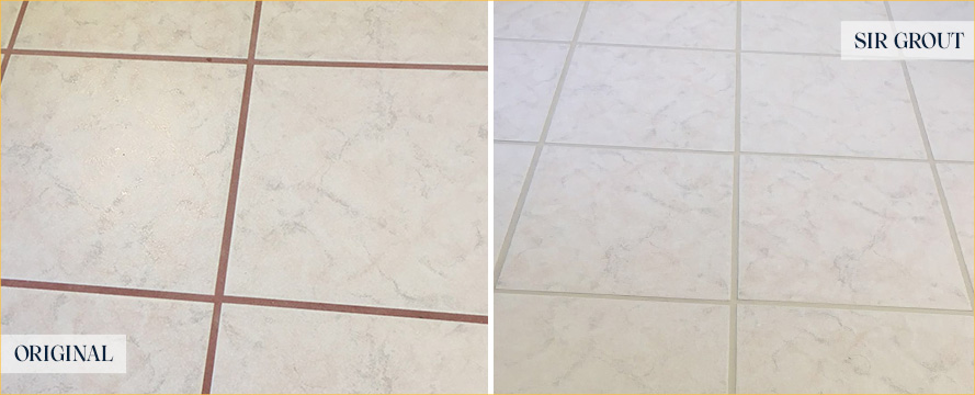 Floor Before and After a Flawless Grout Cleaning in Daytona Beach, FL