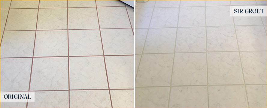 Floor Before and After a Superb Grout Cleaning in Daytona Beach, FL