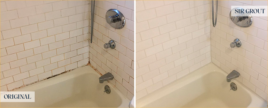 Shower Before and After a Flawless Grout Cleaning in Daytona Beach, FL
