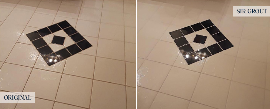 Tile Floor Before and After a Grout Sealing in Deland