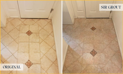 Entryway Floor Before and After a Grout Sealing in Daytona Beach