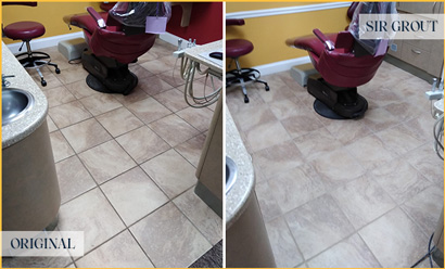 Ceramic Tile Floor Before and After a Grout Cleaning in Deland