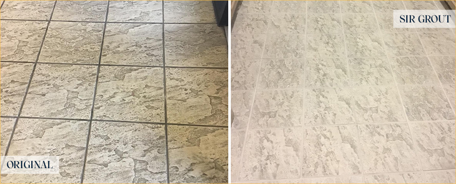 Tile Floor Before and After a Service from Our Tile and Grout Cleaners in Debary