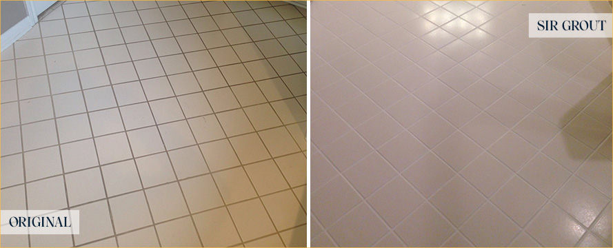 Tile Floor Before and After Our Grout Cleaning in Debary
