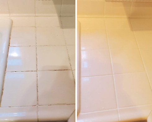 Countertop Before and After Our Hard Surface Restoration Services in Deland, FL