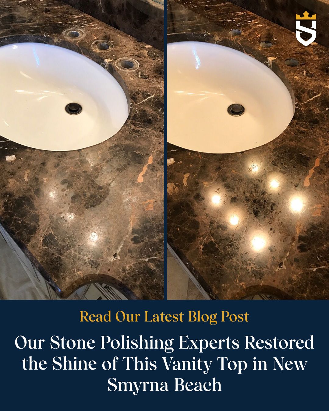 Our Stone Polishing Experts Restored the Shine of This Vanity Top in New Smyrna Beach